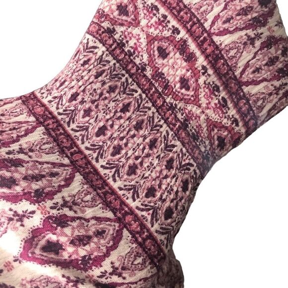 En Creme 3/4 sleeve purple & white rayon romper shorts size medium - Picture 5 of 9